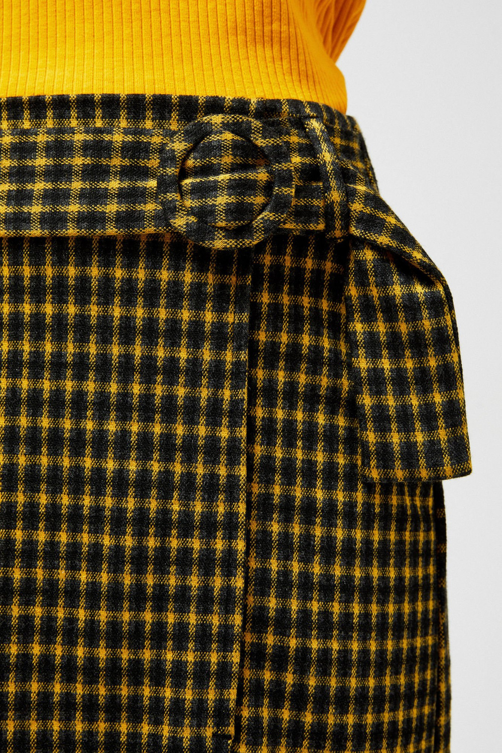 Marisse Checked Skirt With Belt Z-Sc-3011 Mustard