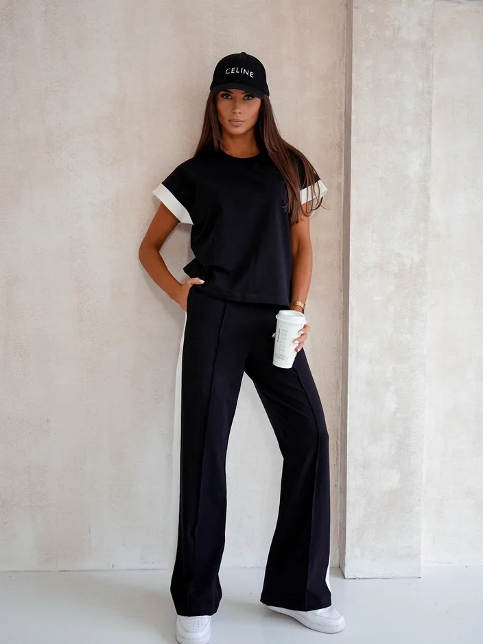 Resti Women&#039;s cotton set with short sleeves and wide pants