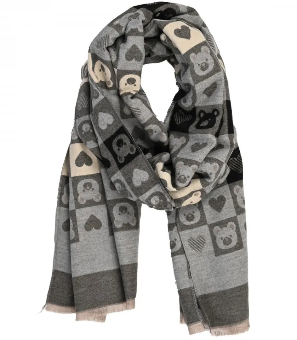 Pri Warm stylish scarf geometric scarf bear pattern soft smooth 180x65 cm