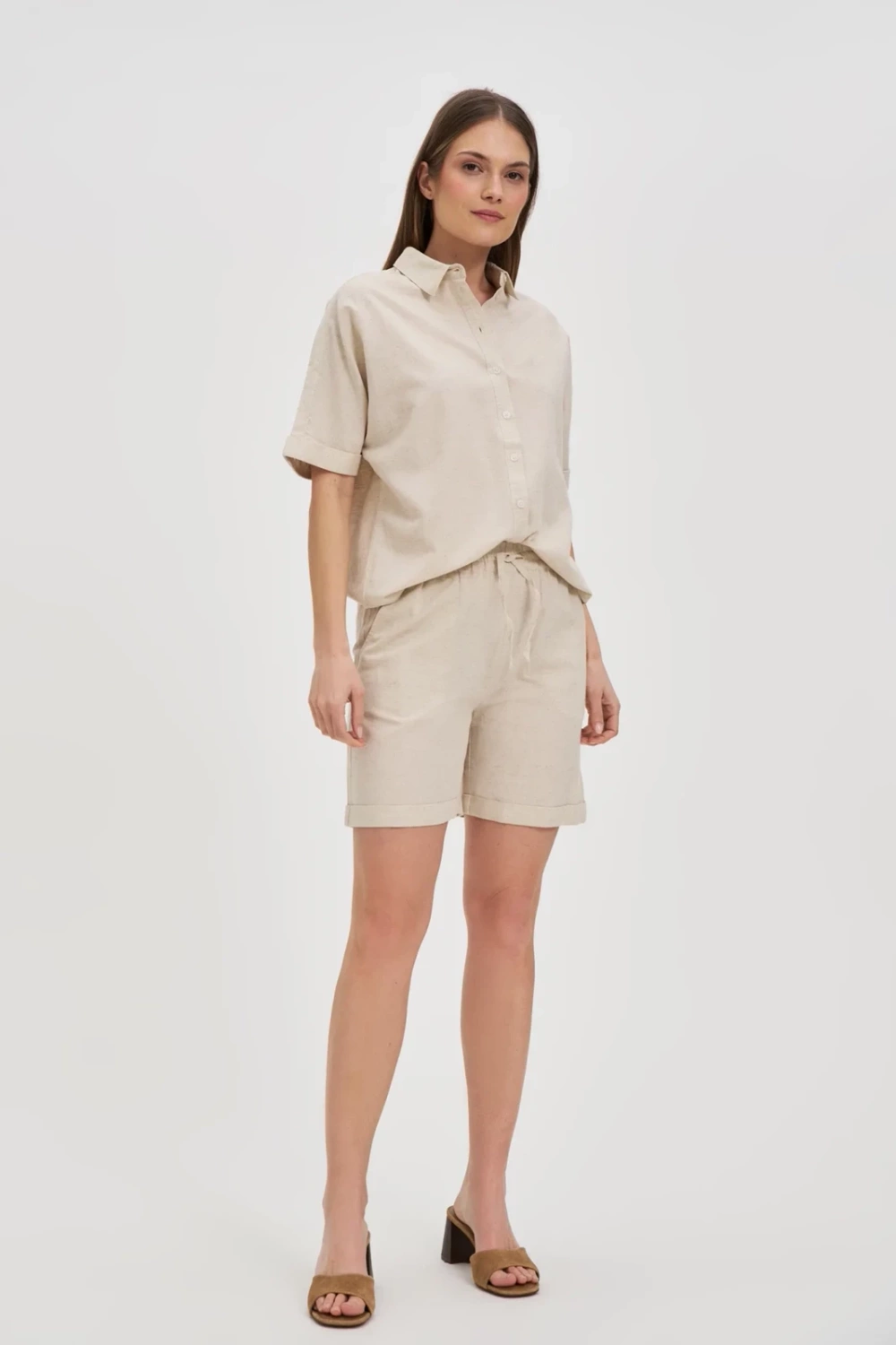 Marisse Beige Cotton And Linen Shirt