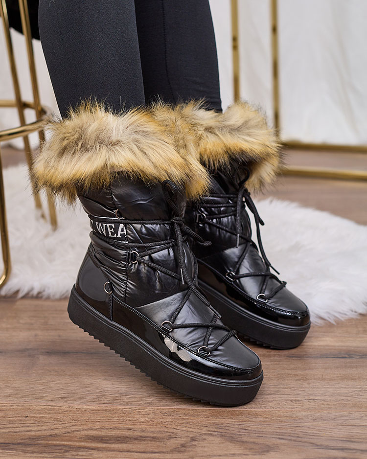 Resti Black slip-on boots a&#039;la snow boots for women Gomllo