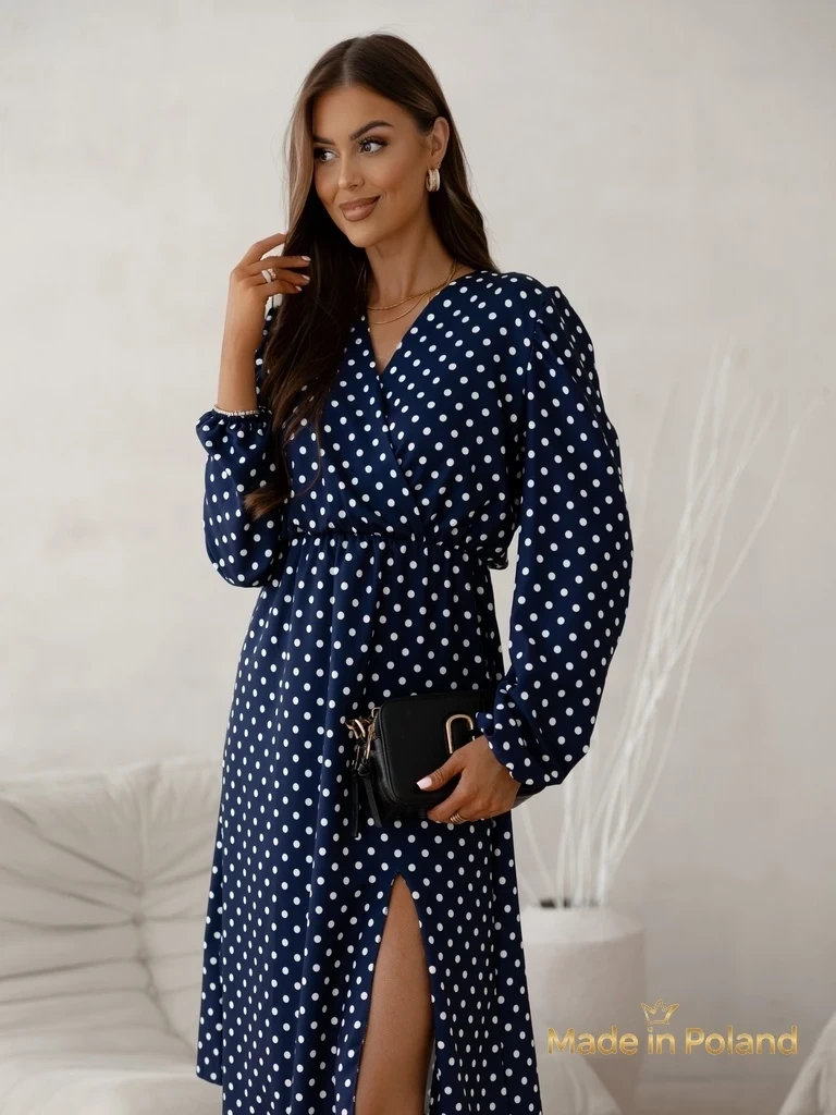 Resti Women's Midi Dress in Polka Dots Midnight Bloom