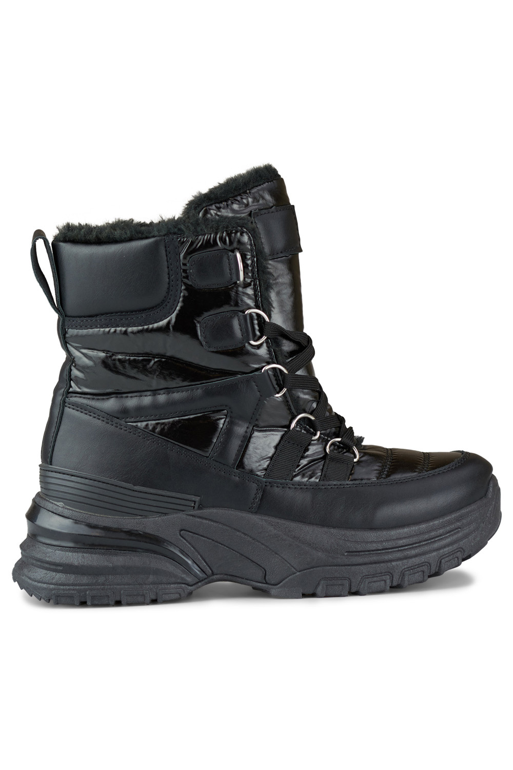 primohurt Czarne sportowe sznurowane śniegowce damskie