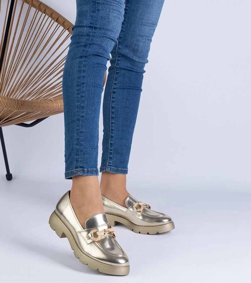 marka niezdefiniowana Gold classic oxford shoes with gold embellishment Amikol