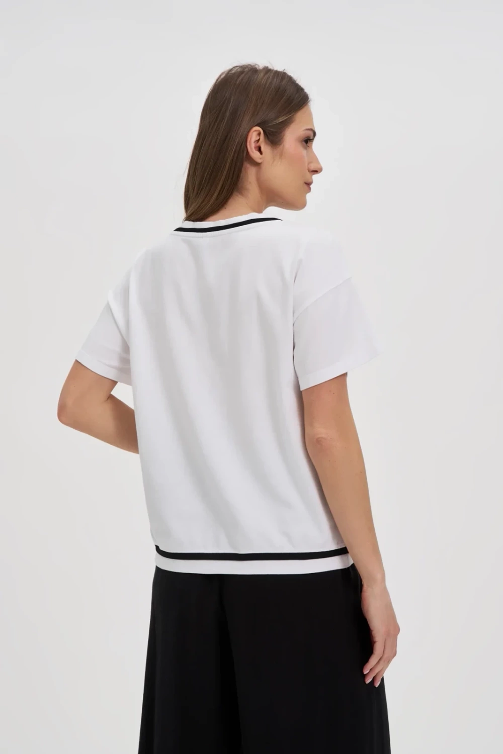 Marisse Cotton V-Neck Blouse, White