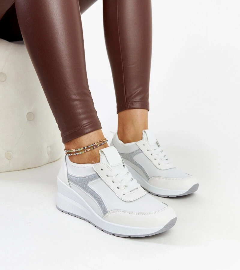 Gemre Sneakers albi cu platformă Hermina