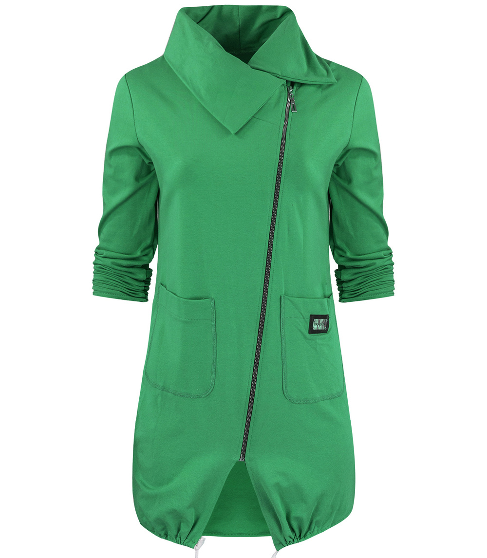 Pri Thin long sweatshirt with a diagonal zipper and a BEATA neck warmer