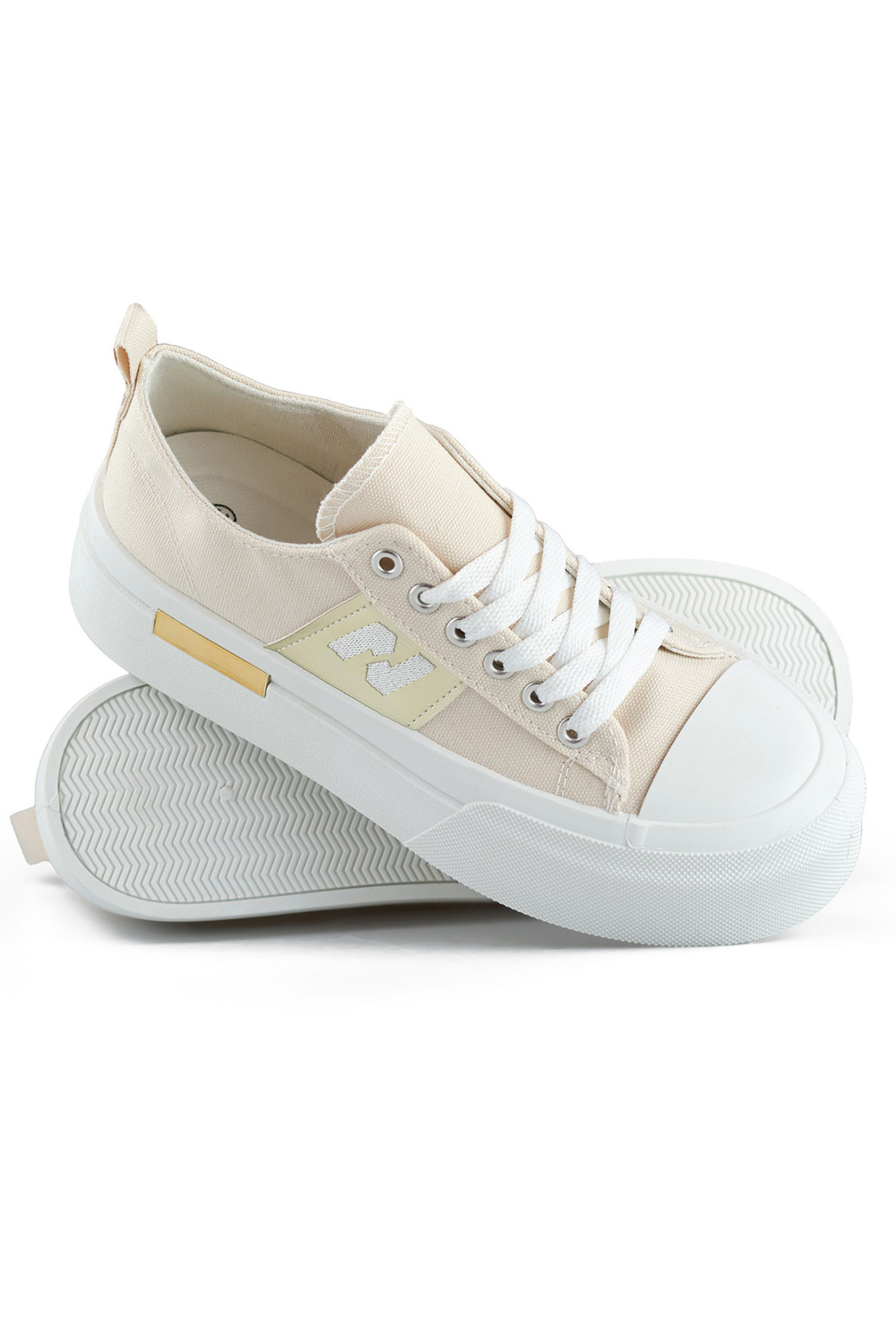 primohurt Beżowe modne trampki damskie na grubej podeszwie platformie