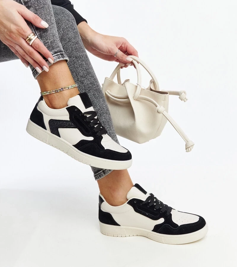 Gemre Sneakers alb-negru cu sclipici Juwan