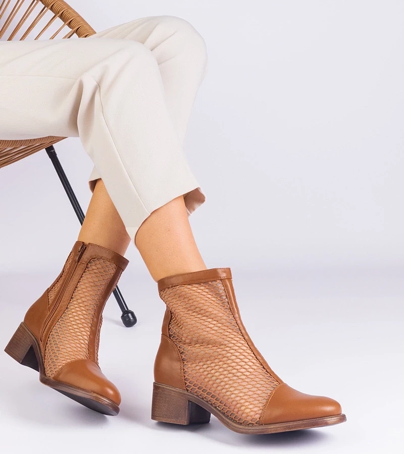 Gemre Botine maro din plasă cu toc Melarka