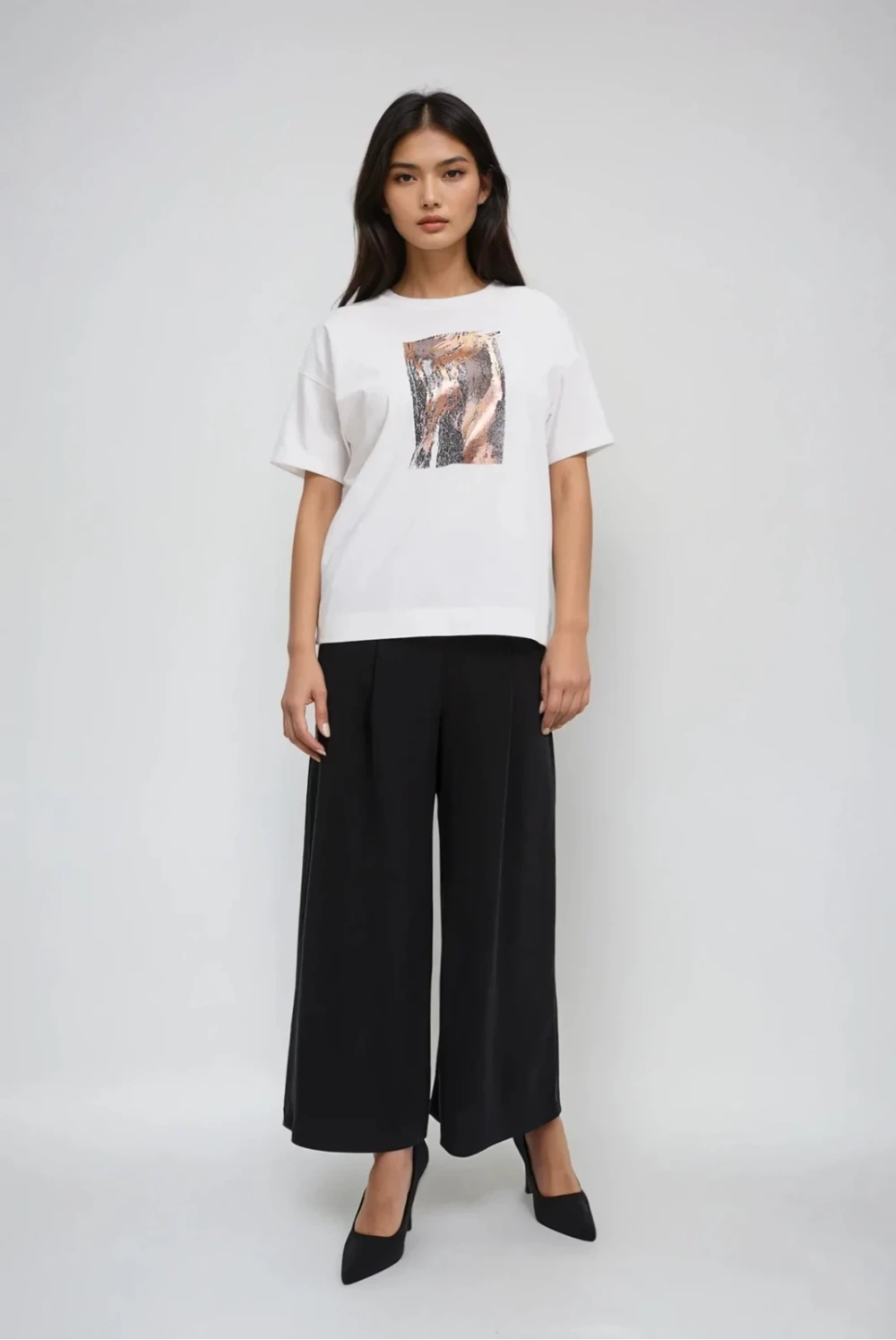 Marisse Cotton Blouse With Print, White