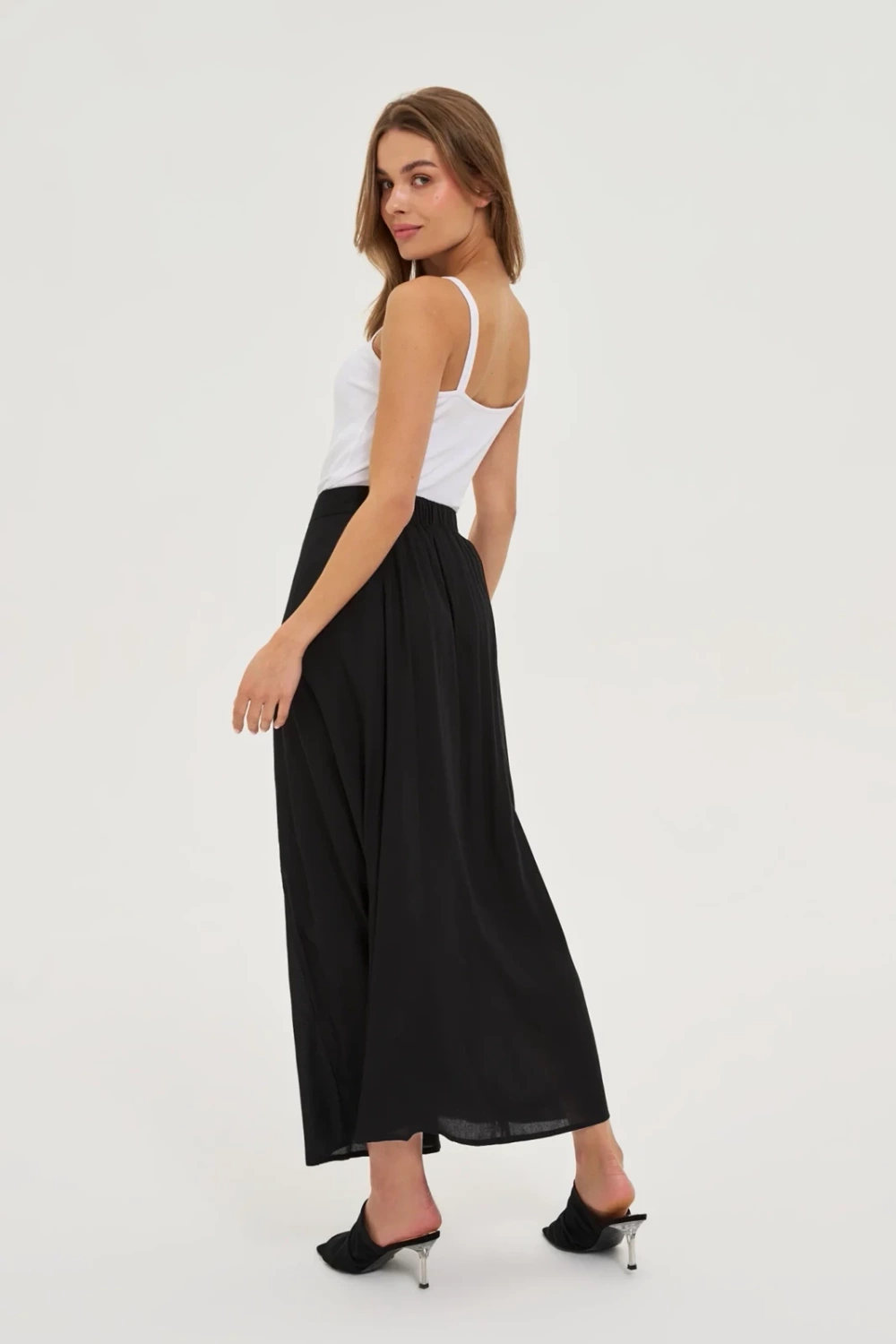 Marisse Viscose Midi Skirt Black