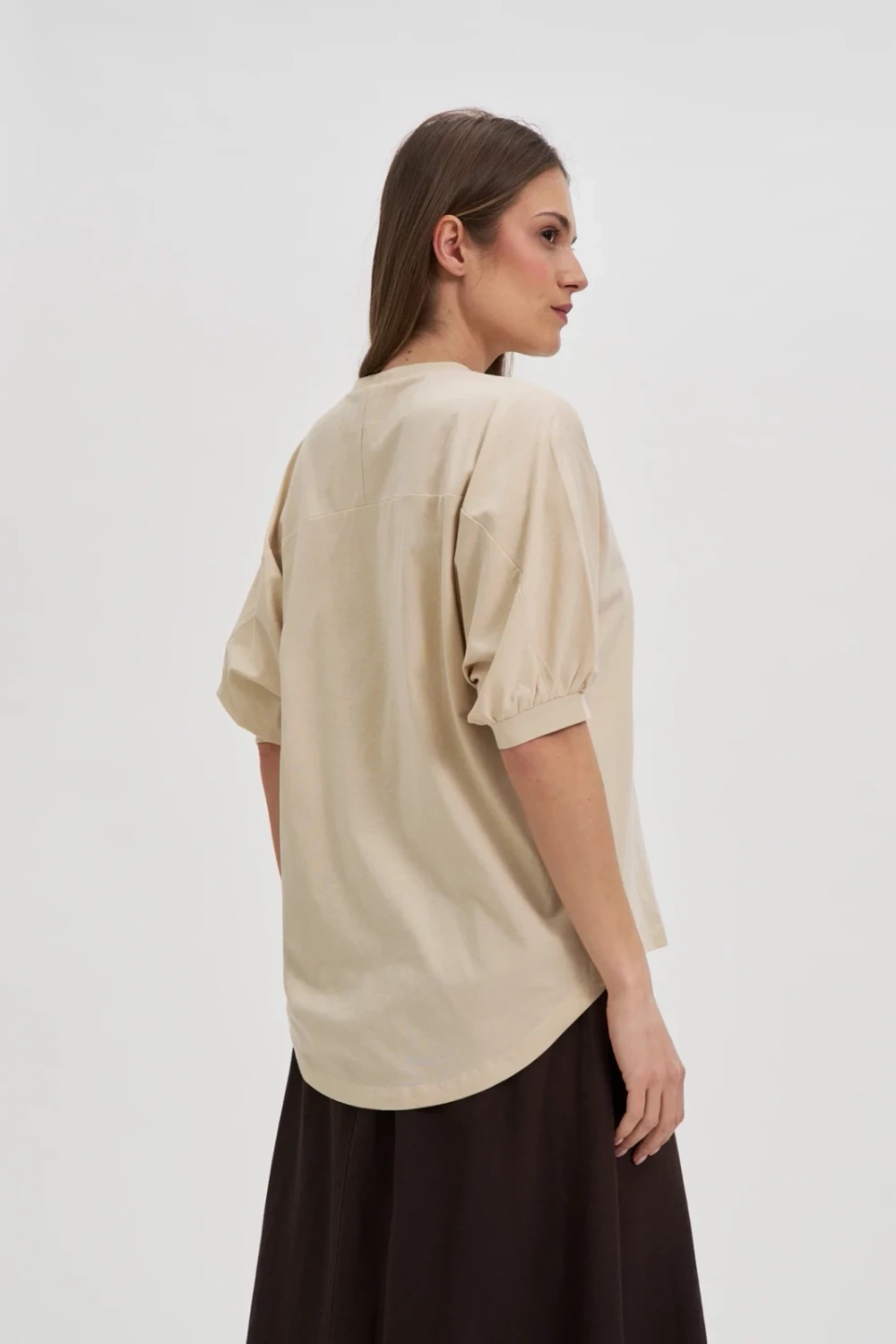 Marisse Beige Oversized Cotton Blouse