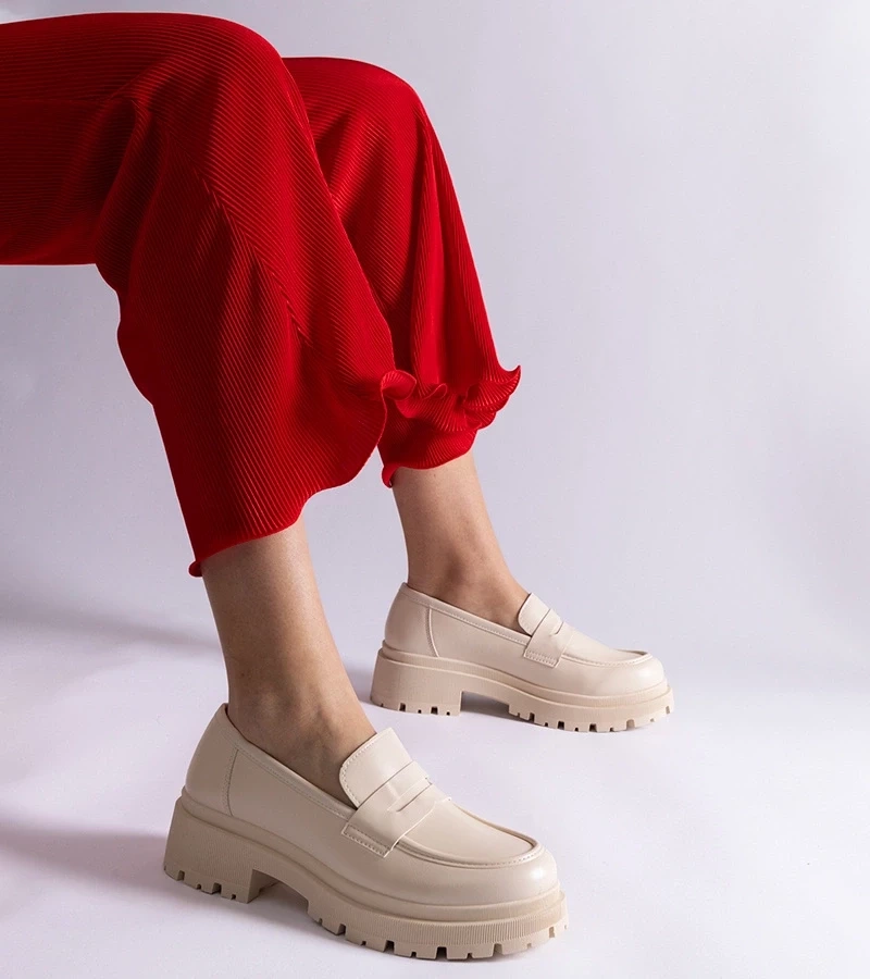 Gemre Mocasini bej din piele ecologică Fiorenza