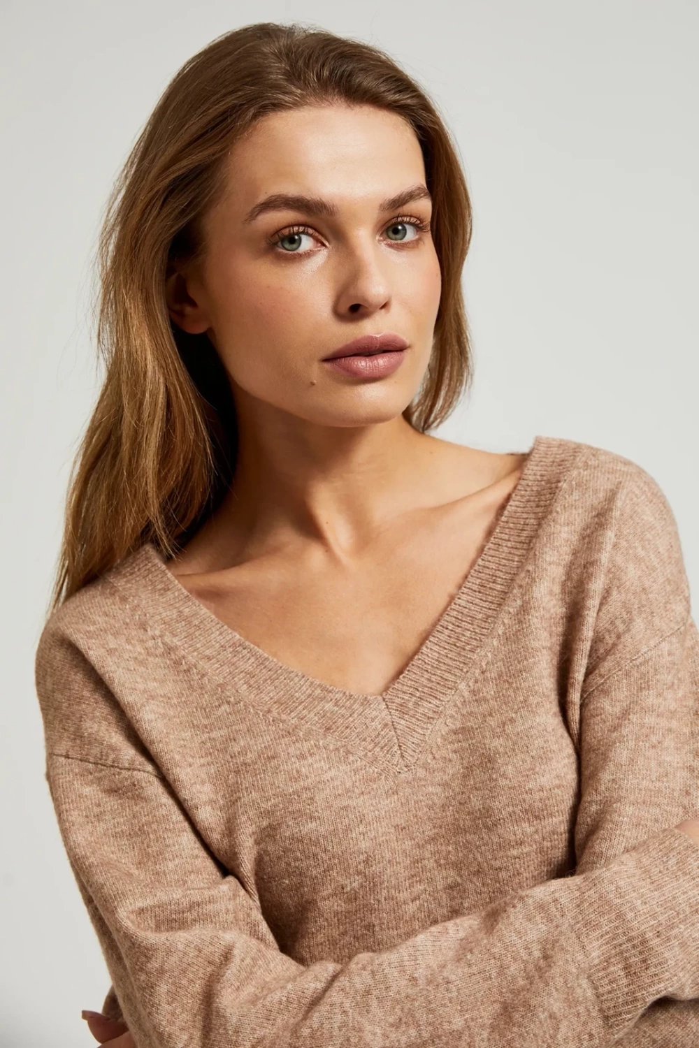 Marisse Women's Sweater Z-Sw-4513 L. Brown Mel