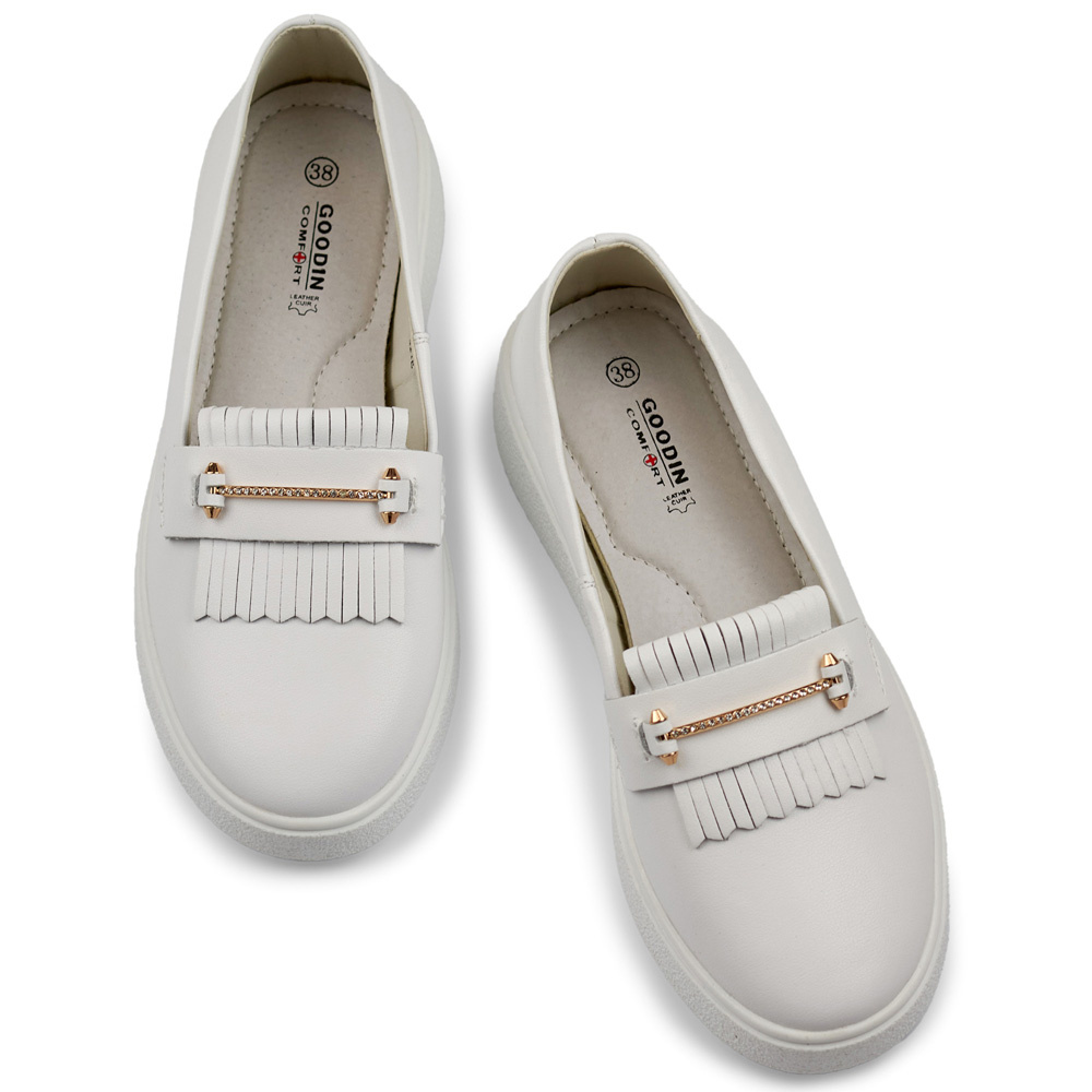 primohurt Skórzane półbuty damskie białe