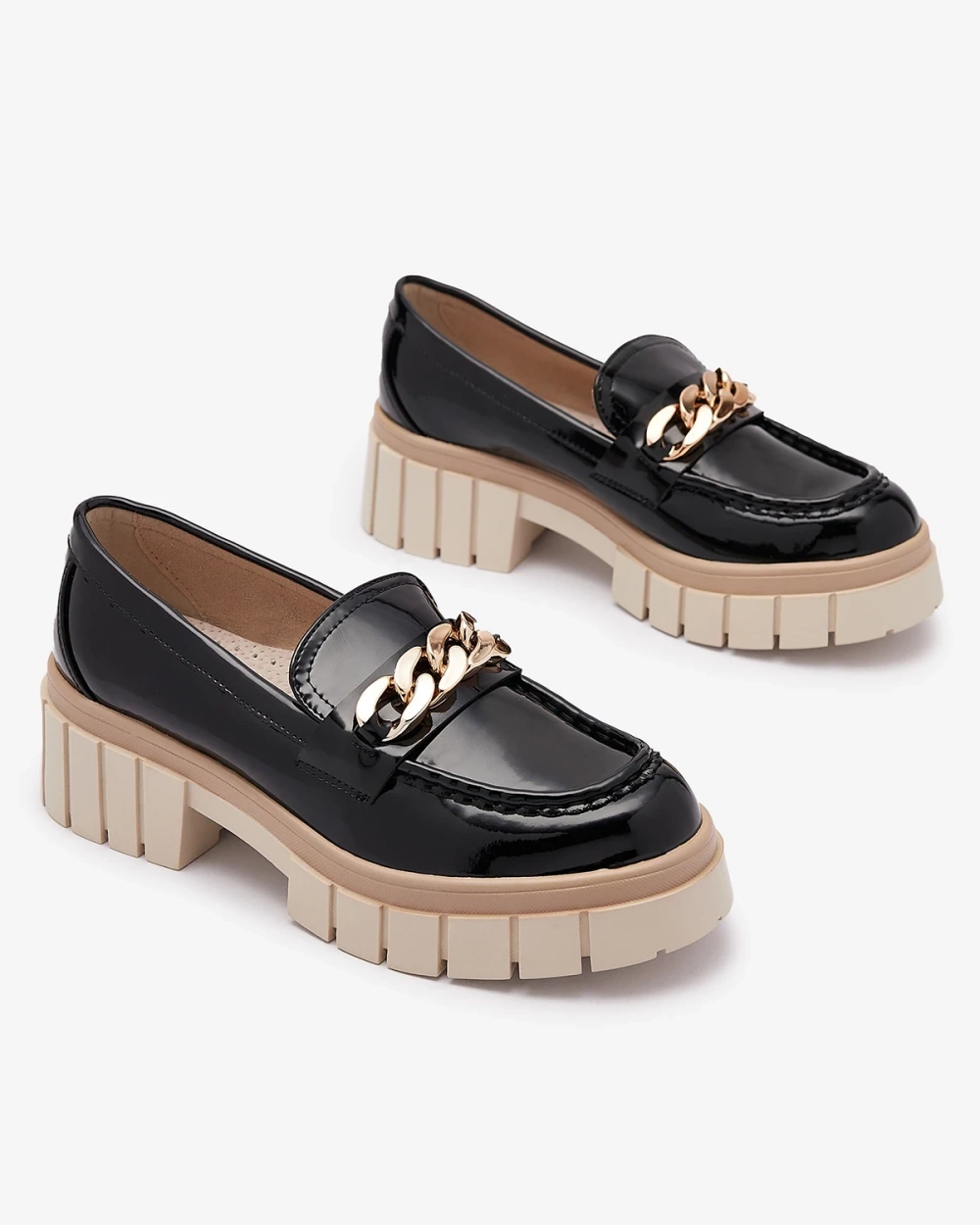 Resti Lacquered women&#039;s moccasins in black Aquan- Footwear