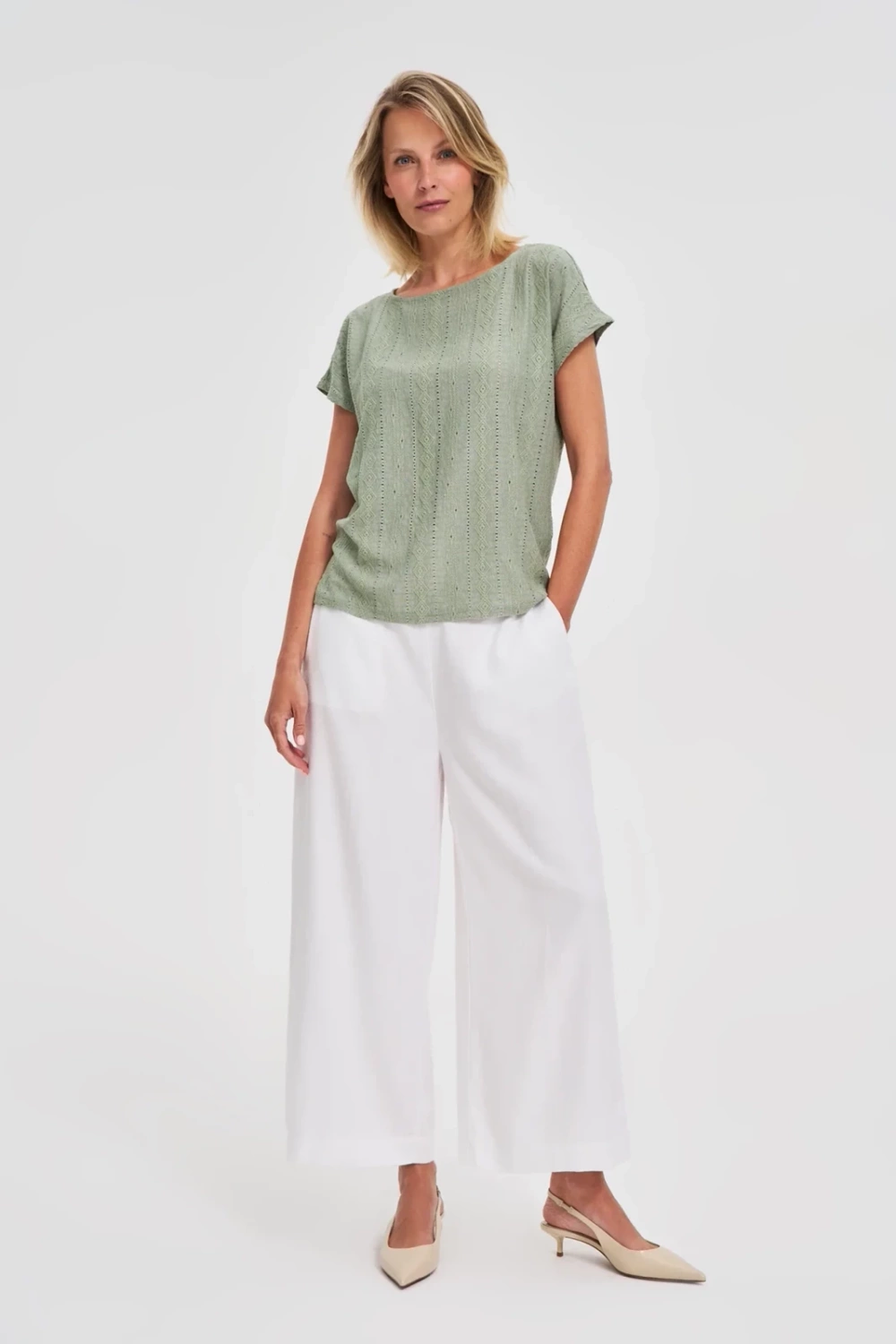 Marisse Olive Short-Sleeved Blouse