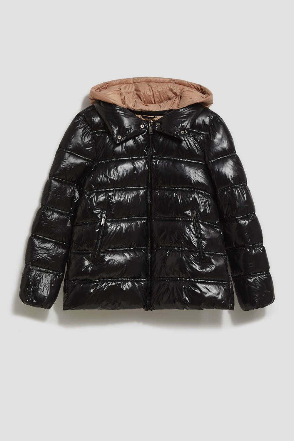 Marisse Short Quilted Black Jacket With A Hood