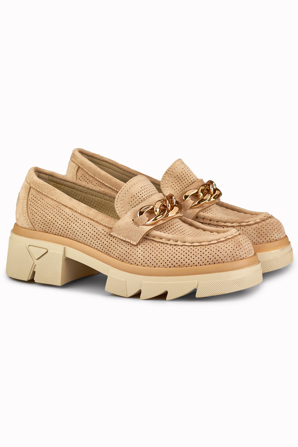 primohurt Ażurowe beżowe loafersy damskie