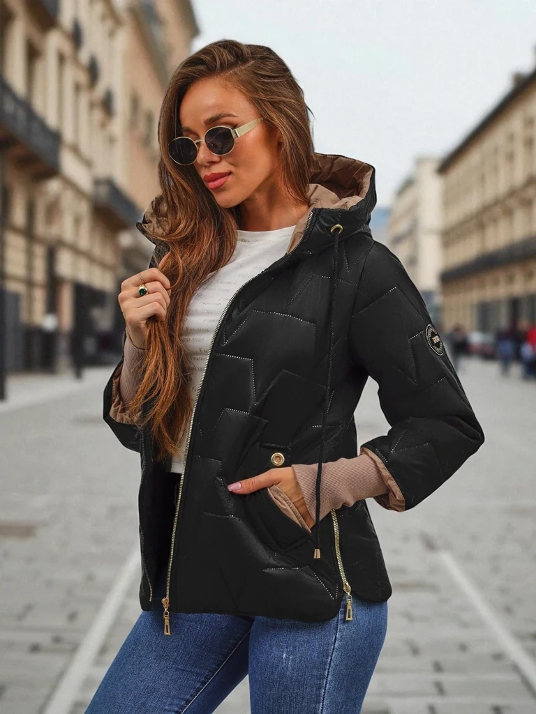 Resti Womens Quilted Jacket with Hood and Cuffs on Sleeves Silent Ridge