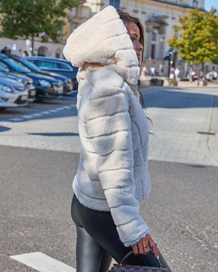 Resti Cream imitation fur jacket for women