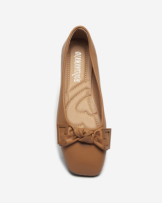 Resti Women&#039;s camel ballerinas with decoration on the nose Caxien- Footwear