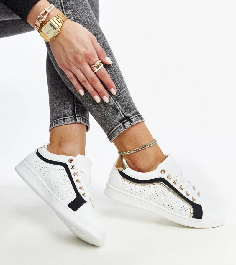 Gemre Sneakers alb-negru pe platforma Amala