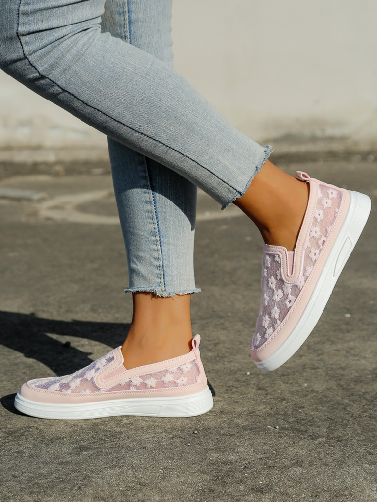 Resti Women's mesh loafers with flowers Emzos