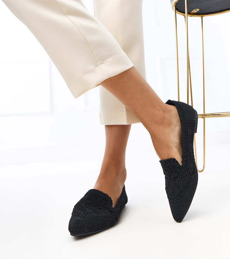 D/CEO Black Lace Women's Ballet Flats Gerania