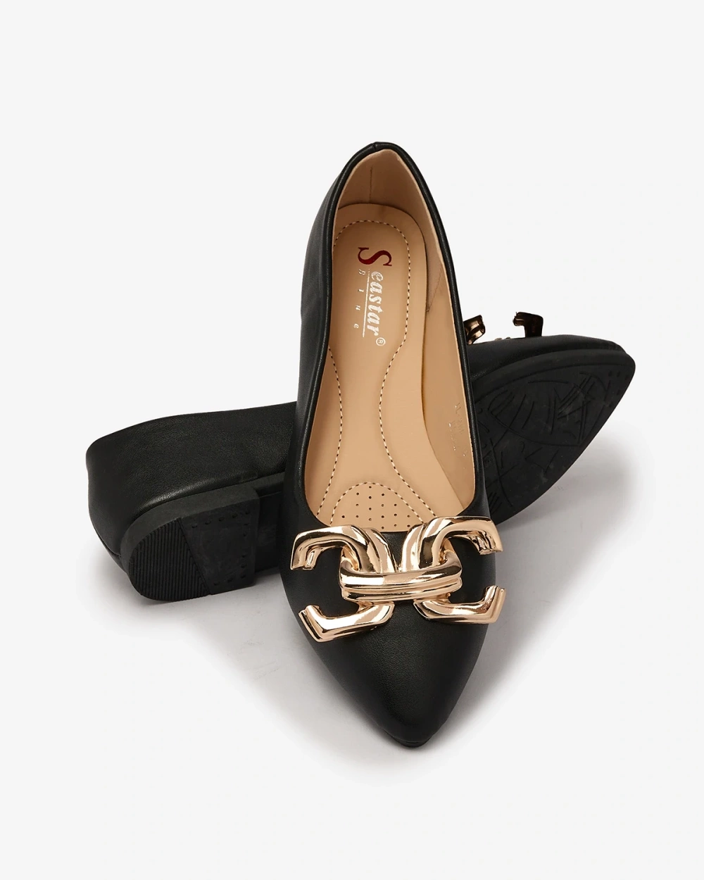 Resti Black women&#039;s pointed-toe ballerinas with embellishment on the nose Figgda
