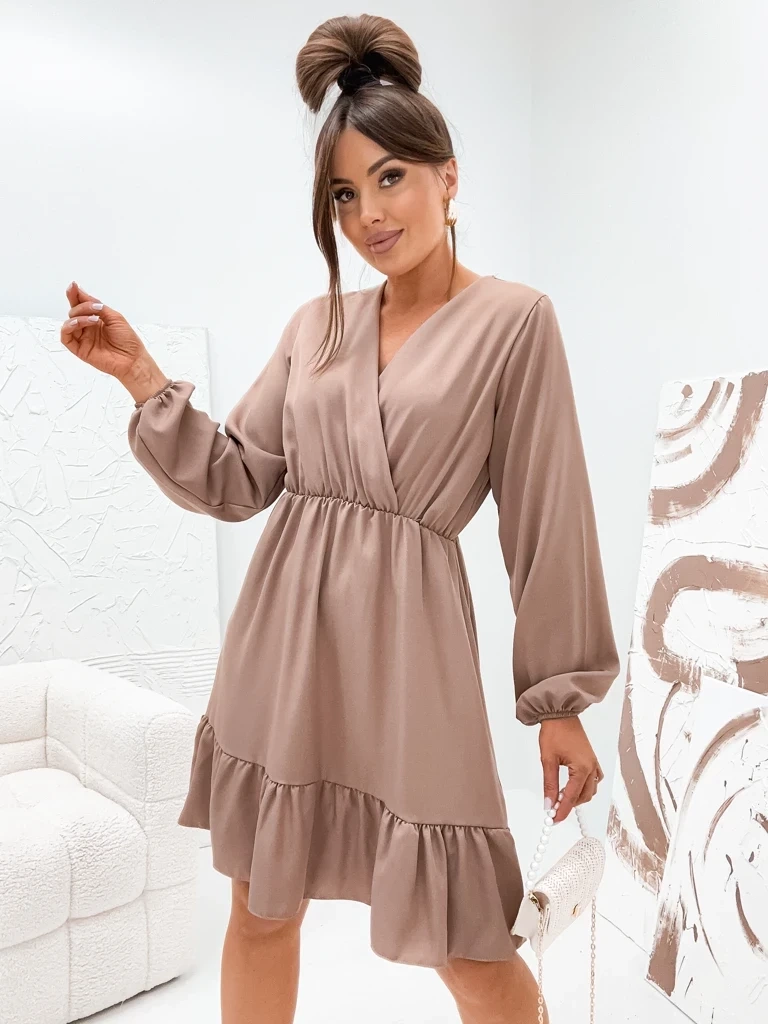 Resti Women's Mini Dress with Ruffles and Wrap Neckline