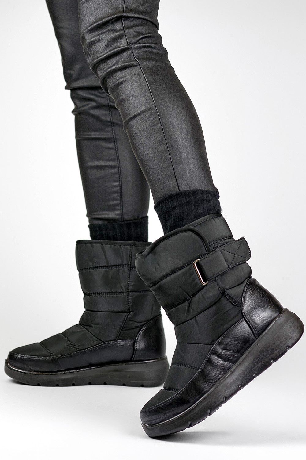 primohurt Czarne śniegowce na rzep buty ocieplane na zimę