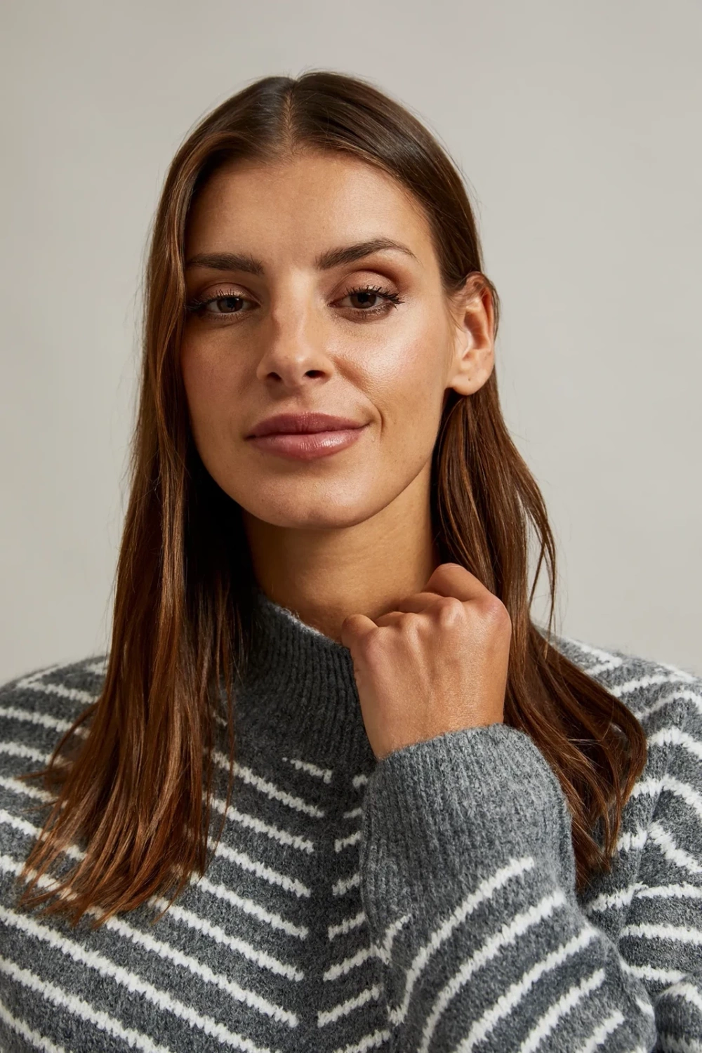 Marisse Women&#039;s Sweater Z-Sw-4526 Grey Mel_Off White