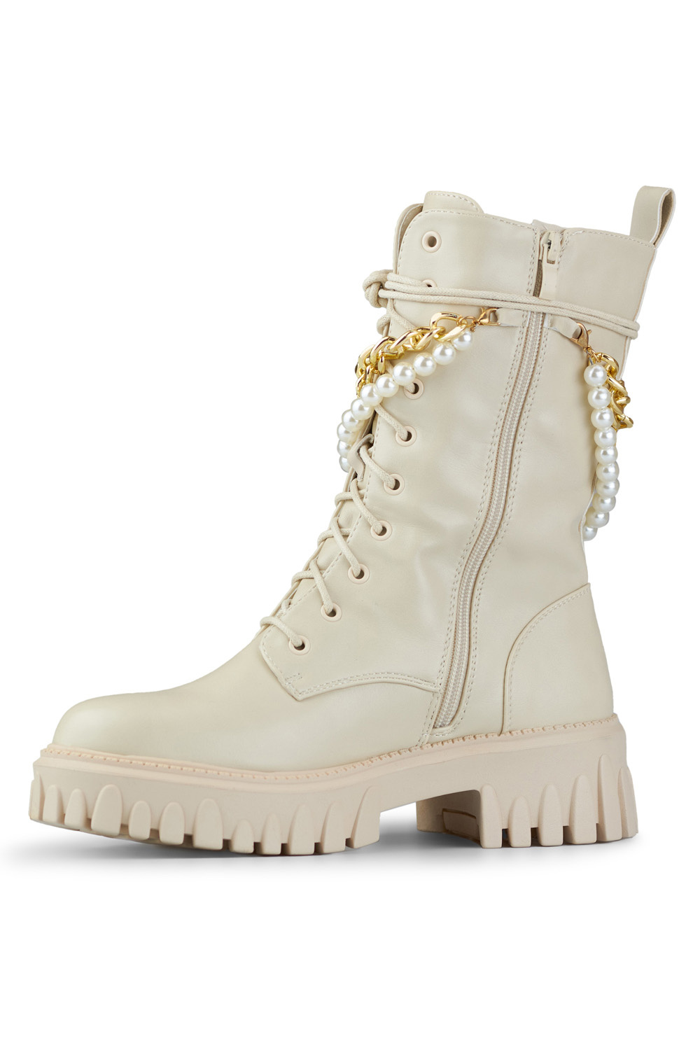 primohurt Beżowe workery damskie z odpinaną ozdobą