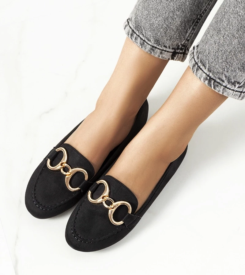 Gemre Mocasini negri cu cataramă Castor