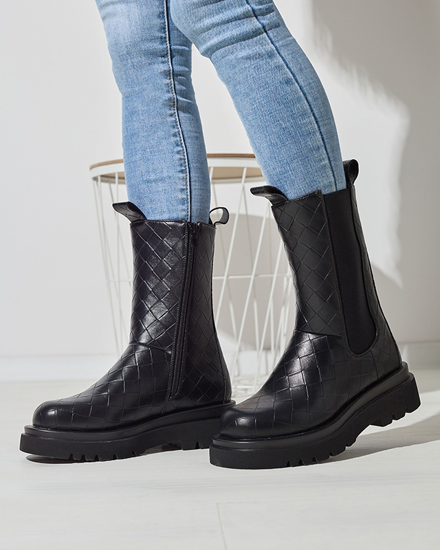 Resti Black women&#039;s boots with embossing Ahetto- Footwear