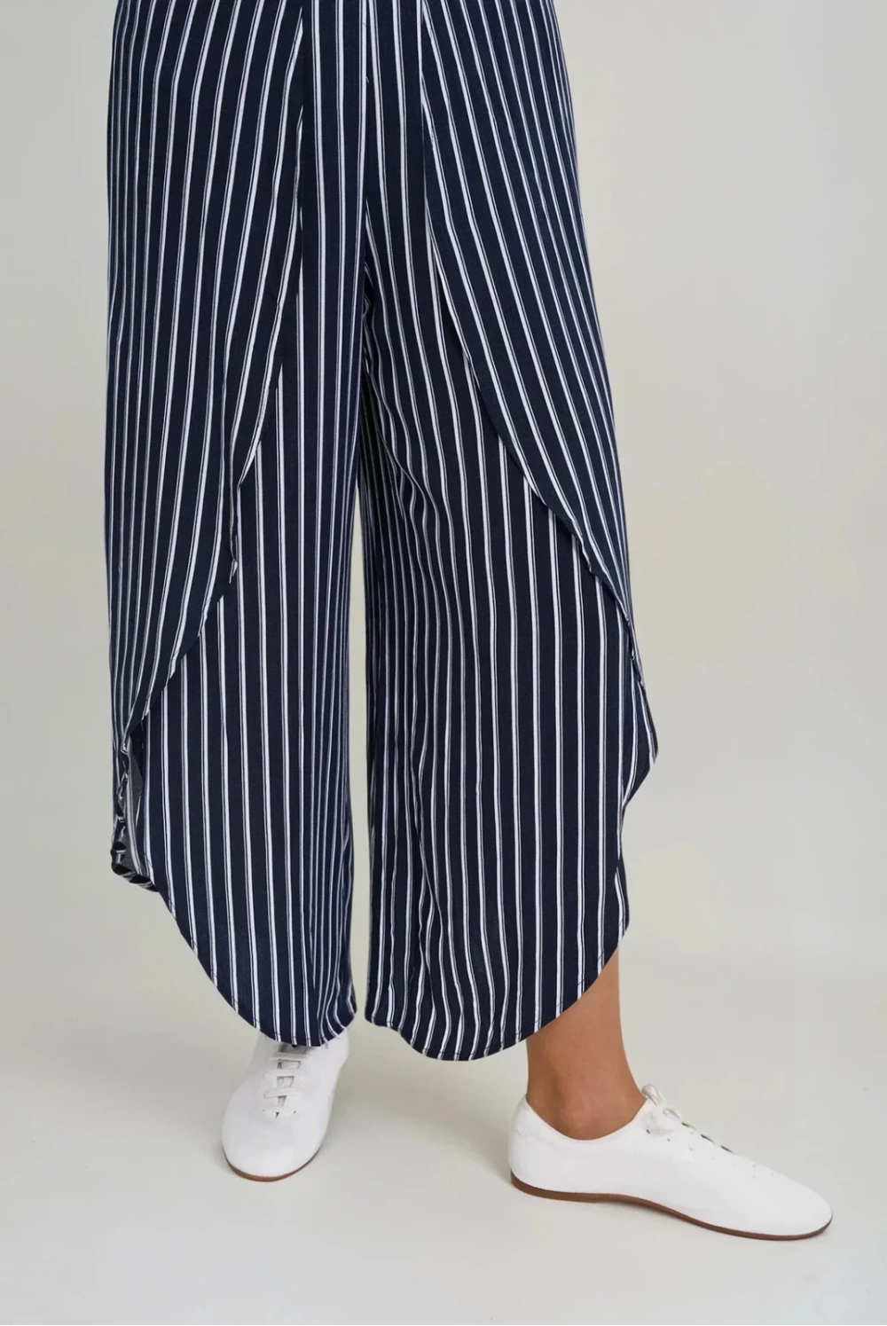 Marisse Navy Blue Striped Culottes