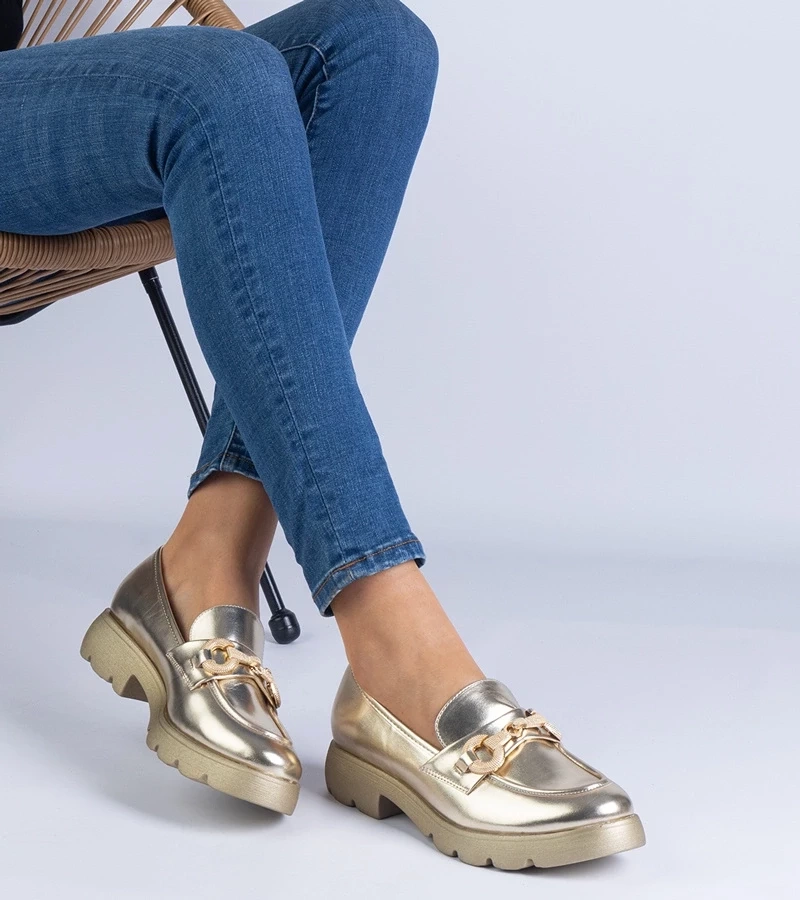 marka niezdefiniowana Gold classic oxford shoes with gold embellishment Amikol