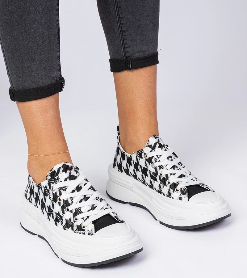 Gemre Adidași din material pentru femei alb-negru Katerin