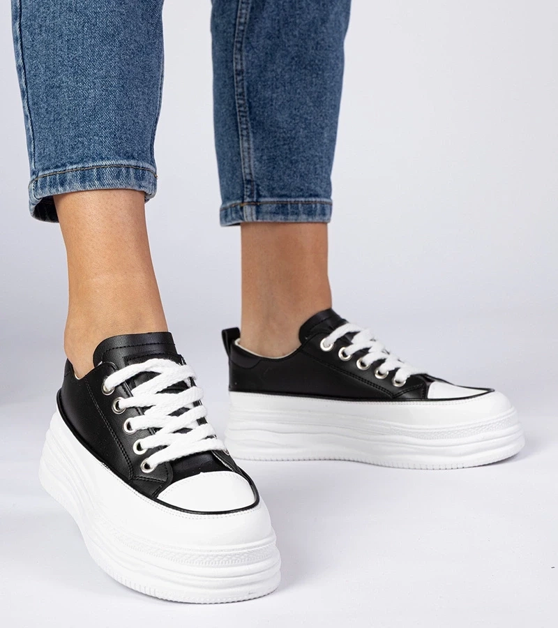 Gemre Adidași pentru femei alb-negru cu talpă înaltă Selina