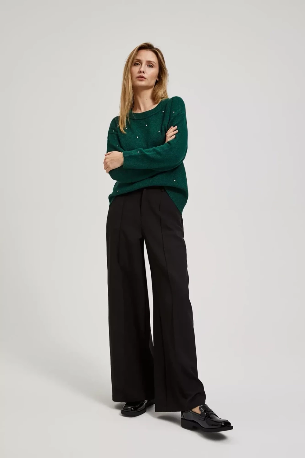 Sweater with rhinestones