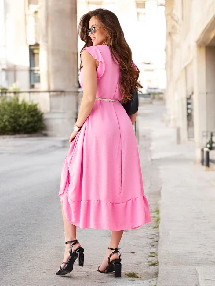 Resti Women's midi dress with ruffles and short sleeves
