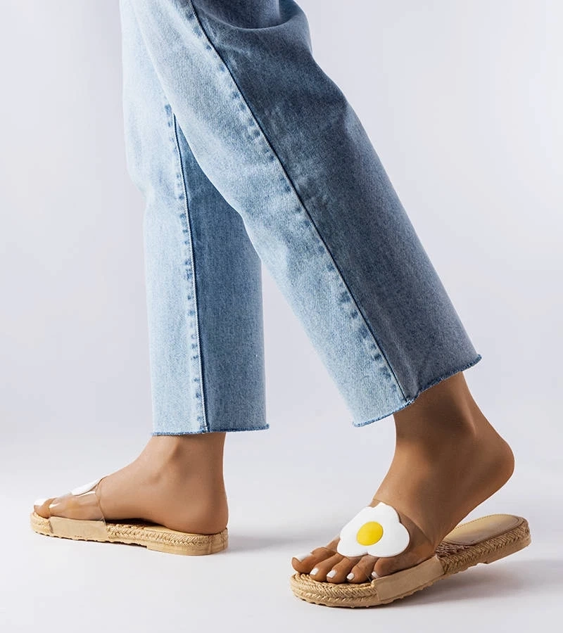 marka niezdefiniowana Flip-flops transparenți cu ornament Foddie