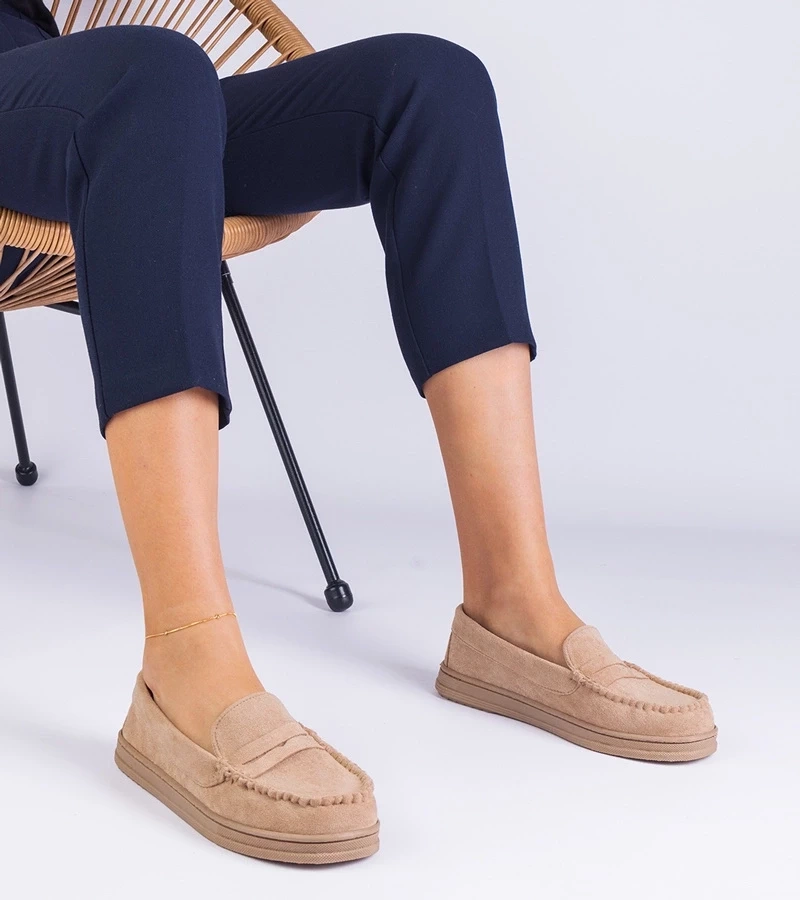 Gemre Mocasini bej pentru femei din piele ecologică Sevilia