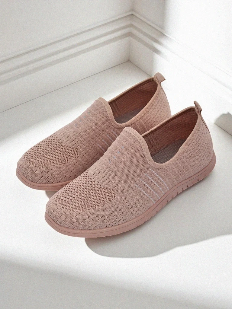 Resti Aelia women&#039;s pink fabric shoes, comfortable flat heel moccasins