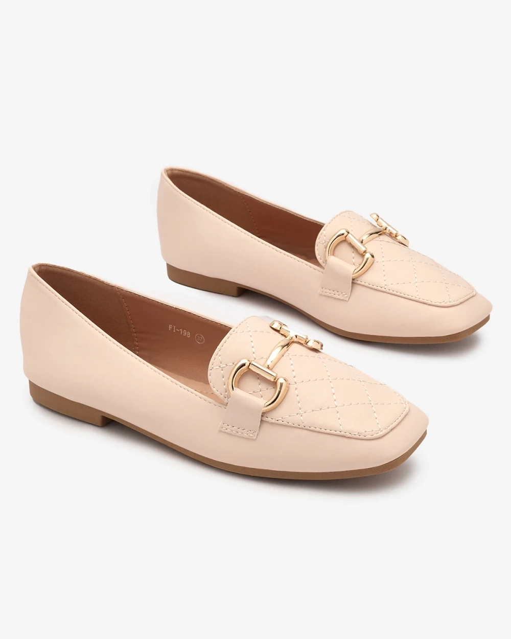 Resti Beige women&#039;s quilted moccasins with gold embellishment Wetifa
