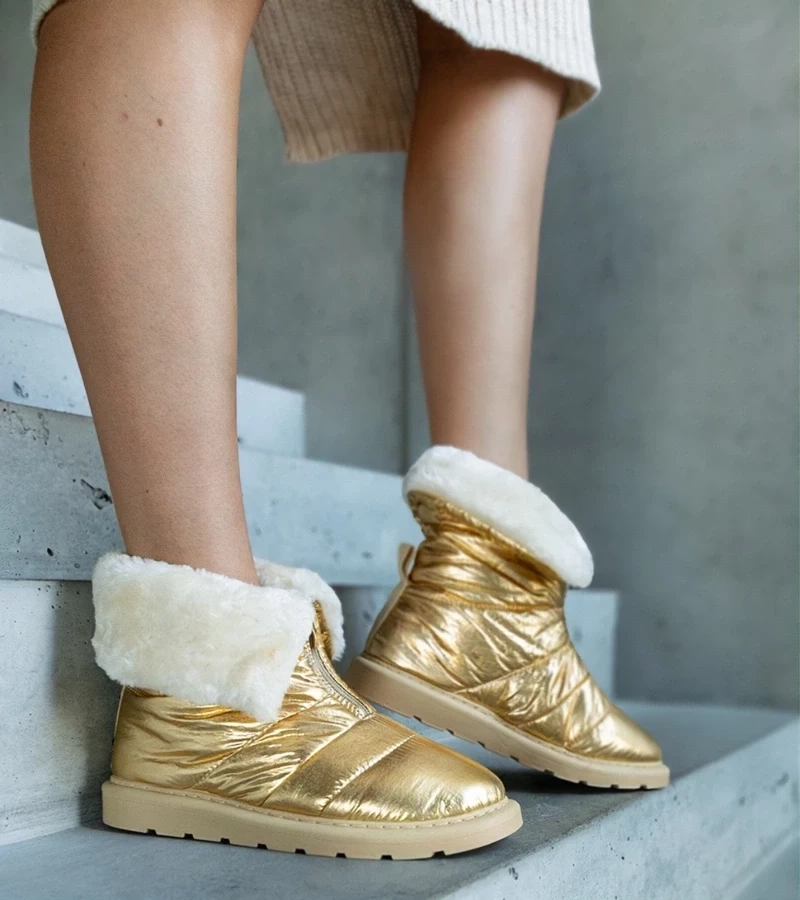 marka niezdefiniowana Gold insulated snow boots with collar Edidda