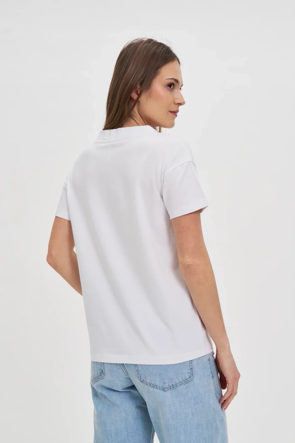 Marisse White Cotton V-Neck T-Shirt