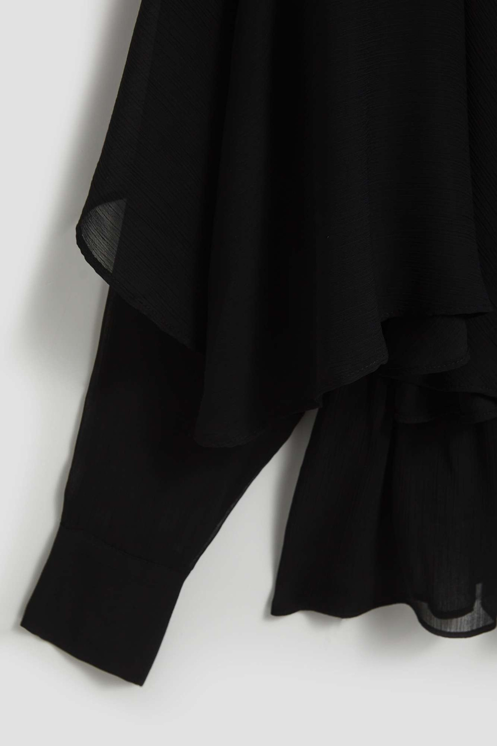 Marisse Black Ruffled V-Neck Shirt